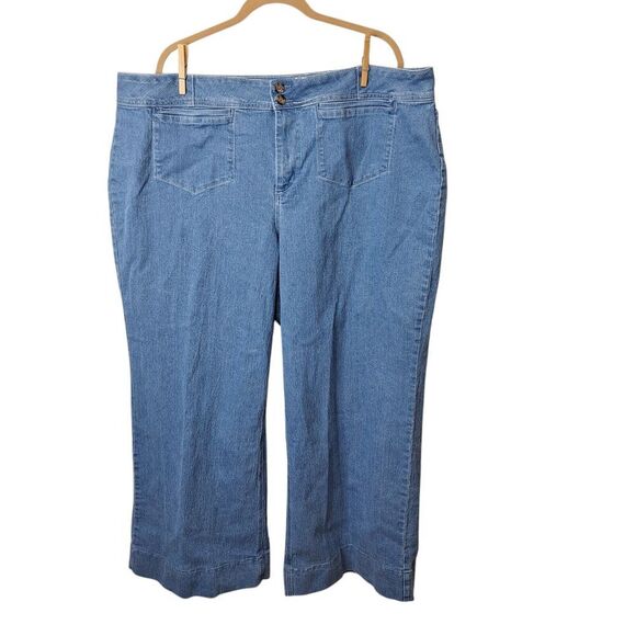 Est 1946 Cato Denim Jeans Womens 26W‎ Blue Classic Fit Stretch Wide Leg Light - Picture 1 of 11